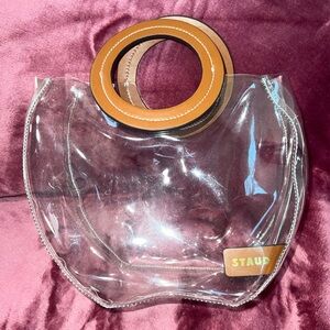 STAUD Clear Tote with Tan Accents
